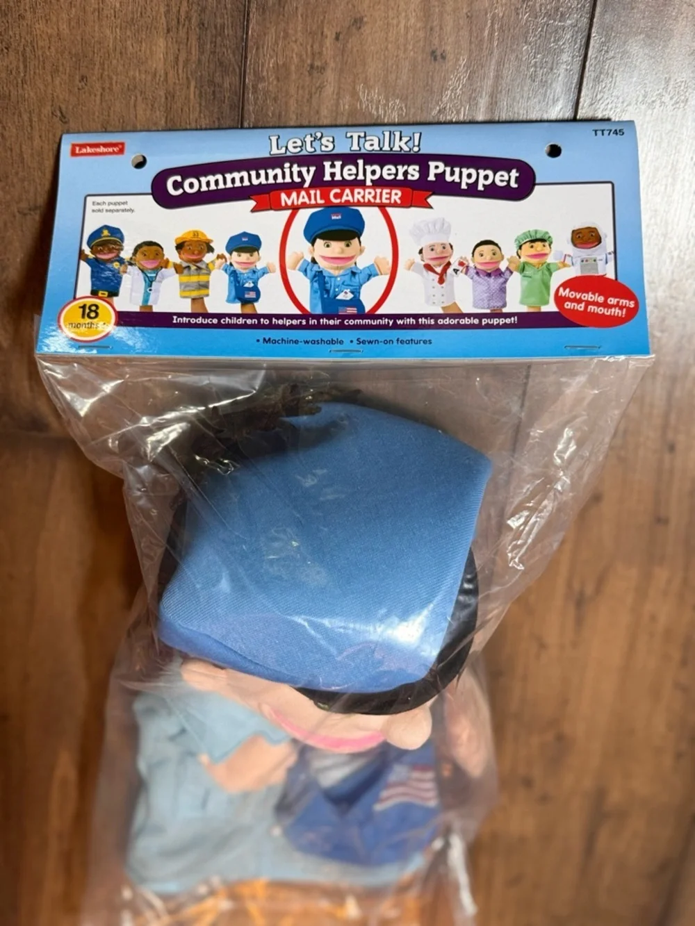 Lakeshore Community Helpers Mail Carrier Puppet New Sealed Plush Hand Puppet